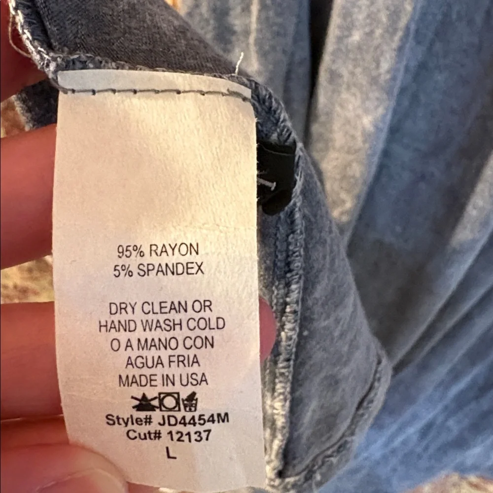 NWT BÖHME L J&M so soft sleeveless boho dress w/ embroidered top, marbled blue - Picture 4 of 9